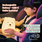 Benny the Bear Squishy Silicone Night Light for Kids | Cute Night Light with Remote & Touch Control for Girls & Boys | 9 Color Changing Soft Portable Animal Lamp Comes with USB Cord