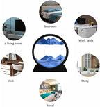 3D Dynamic Sand Art Liquid Motion, Moving Sand Art Picture round Glass 3D Deep Sea Sandscape in Motion Display Flowing Sand Painting Relaxing Desk Toys (Yellow, 12'')