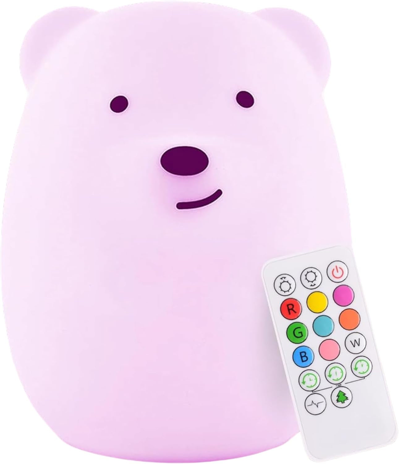 Benny the Bear Squishy Silicone Night Light for Kids | Cute Night Light with Remote & Touch Control for Girls & Boys | 9 Color Changing Soft Portable Animal Lamp Comes with USB Cord