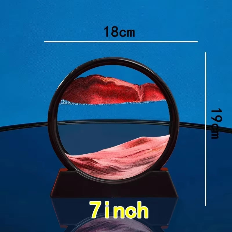 3D Moving Sand Art Picture round Glass Deep Sea Sandscape Hourglass Quicksand Craft Flowing Sand Painting Office Home Decor Gift