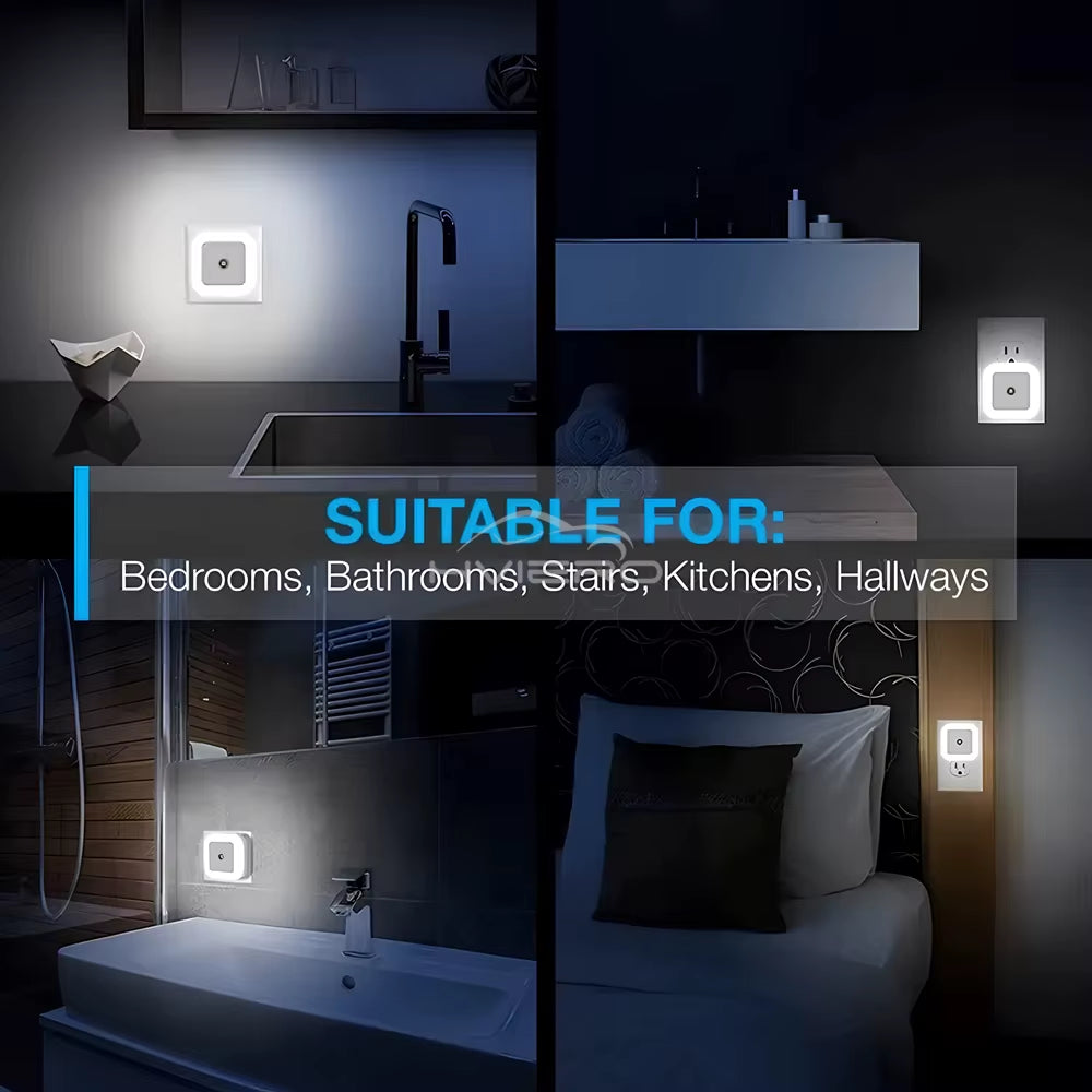Wireless Sensor LED Night Light EU Plug Mini Square Nights Lights for Baby Children Living Room Bedroom Corridor Lighting Lamp