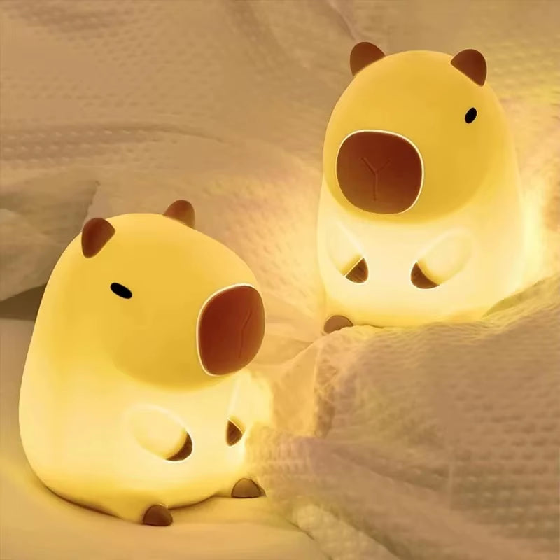 Cute Pet Capybara Night Light Cartoon Silicone Creative Bedside Sleep Night Lamp for Room Decor Birthday Gift Clearance Sale